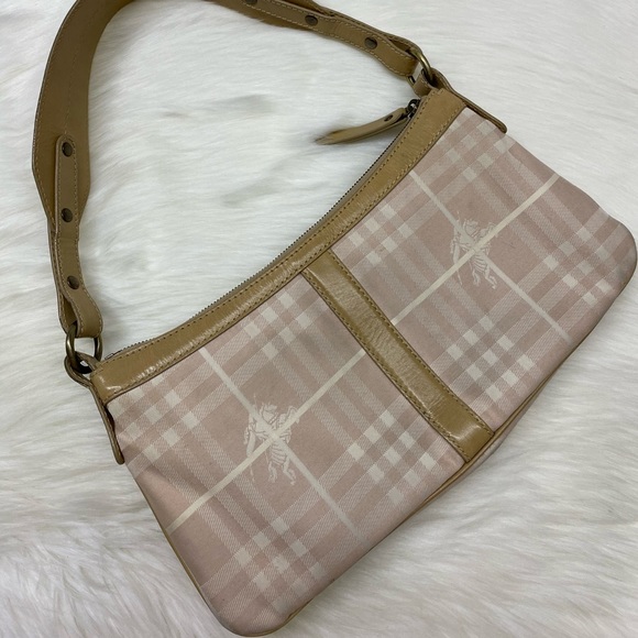 Authentic vintage Burberry wool pink plaid shoulder bag - Picture 9 of 13